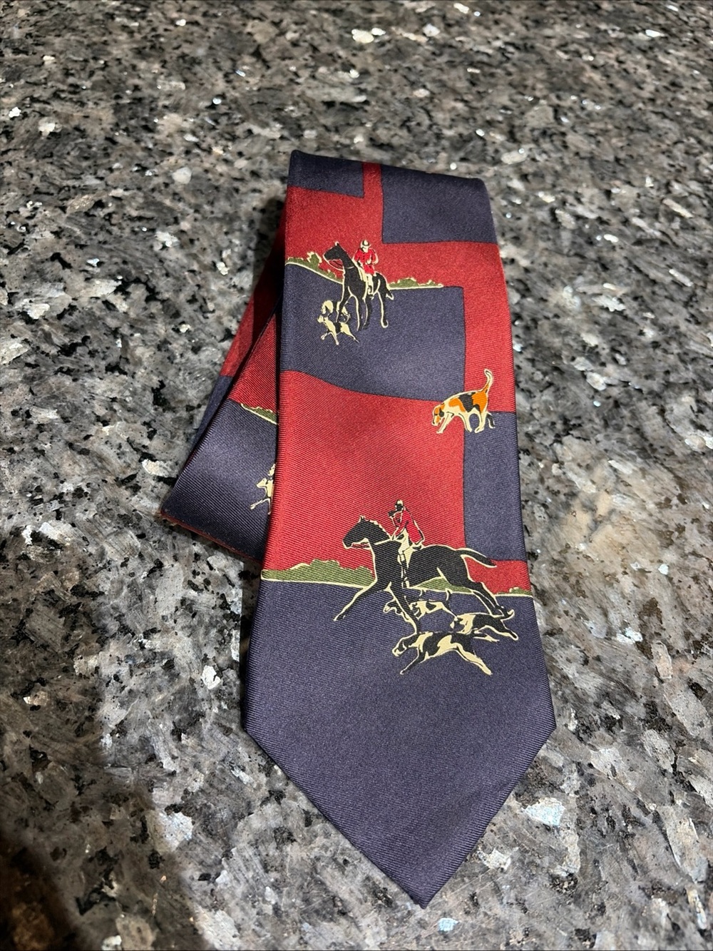 Polo Ralph Lauren Vintage Silk Tie Hunting Dogs Hand Made Rare Equestrian